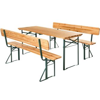 TecTake Conjunto de mesa y bancos de 3 piezas plegable y 8 personas, marr&oacute;n