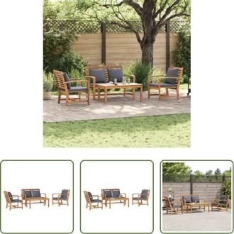 vidaXL vidaXL Divano in teak - Set Divano da Giardino 4 pcs Naturale Legno di teak solido