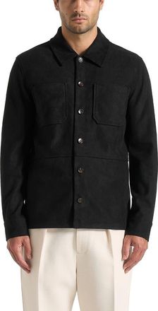 Mani&egrave;re De Voir Thomas Suede Long Sleeve Shirt in Black at Nordstrom, Size X-Large