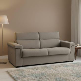 Dmora Sof&aacute; Cama 3 Plazas Benedetto, Desenfundable, Con Cubre, Hecho En Italia, Lavable, 225x95 Cm Gris Paloma