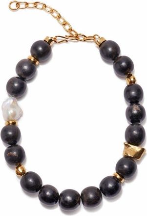 Lizzie Fortunato Oria Bead & Freshwater Pearl Necklace in Black at Nordstrom