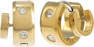 Kate Spade New York Set In Stone Double Huggies Womens Earring Gold Clear, Brass/Cubic Zirconia