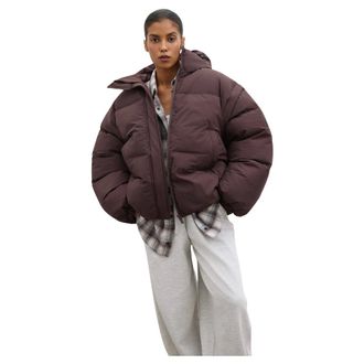 Estro & Luminara Convertible Oversize Jacket - Dames - Jassen - Bruin - Maat: M Poliester