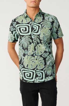 Rip Curl Barrel Killa Short Sleeve Cotton Button-Up Shirt in Washed Black at Nordstrom, Size Xx-Large