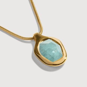 Monica Vinader Gold Odyssey Gemstone Chain Necklace Aquamarine