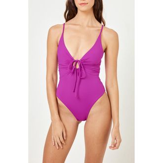 L*Space Piper Keyhole One-Piece Swimsuit in Wild Aster at Nordstrom Rack, Size Small