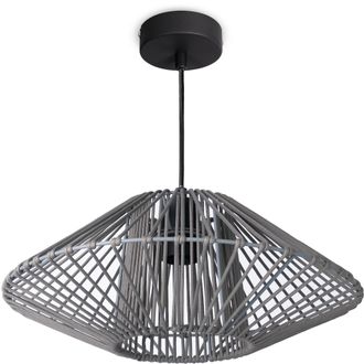 Paco Home Paco Home - L&aacute;mpara Colgante Led Sal&oacute;n L&aacute;mpara Colgante Comedor Vintage Mimbre Look Boho L&aacute;mpara Colgante, Negro 6