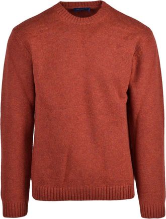Daniele Fiesoli Crewneck Sweater In Rich Rust Tone With Ribbed Detailing
