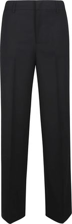 Pantaloni Torino Black Lorenza Mid-Rise Virgin Wool-Blend Straight-Leg Pants
