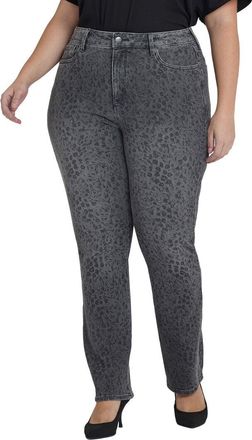 NYDJ Plus Marilyn High-Rise Grey Daniela Ditsy Straight Leg Jean