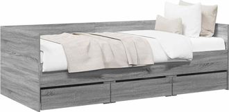 vidaXL Cama De D&iacute;a Con Caj&oacute;n Sonoma Gris Madera De Ingenier&iacute;a Vidaxl