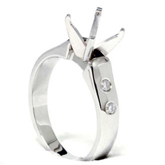 Pompeii3 Diamond Semi Mount Cathedral Engagement Ring 14K Setting Size Selectable