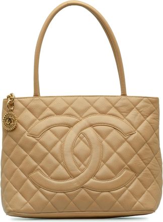 Chanel Pre-owned Womens Classic Quilted Tote Beige Leather - One Size