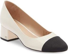Stuart Weitzman Gabby Block Heel Pump in Chalk/Black at Nordstrom Rack, Size 11.5