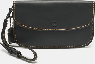 Coach Black Leather Wristlet Clutch