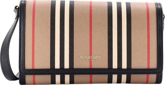 Burberry Hannah Wallet On Strap Icon Stripe E-Canvas (Authentic Pre-Loved)