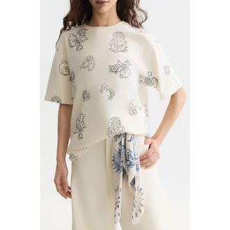 Scotch & Soda Embroidered Cotton Top in Eggnog at Nordstrom, Size X-Large