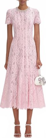Self Portrait Lace Embellished Midi Dress In Pink