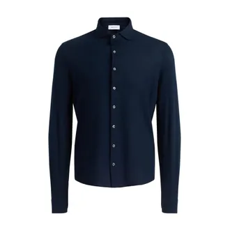 Gran Sasso Casual Shirts, male, Blue, Size: L Jersey Piqu&eacute; Shirt