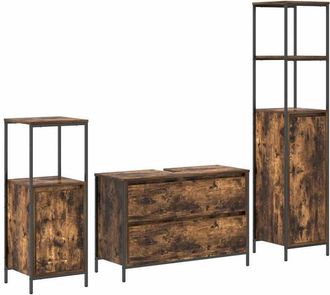 vidaXL Vidaxl - Juego De Muebles De Ba&ntilde;o 3 Pcs Roble Ahumado 90 X 34.5 X 60 Cm