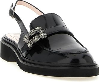 Roger Vivier Womens Black Calfskin Moccassin Shoe