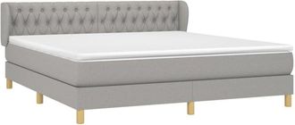 vidaXL Cama Box Spring Con Colch&oacute;n Tela Gris Claro 180x200 Cm Vidaxl