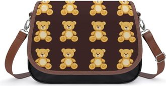 Generic Teddy Bears Crossbody Bags for Women Fashion Leather Shoulder Handbags With Adjustable Strap