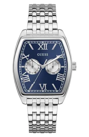 Guess Multifunction Tonneau Bracelet Watch, 38mm in Silver Tone at Nordstrom