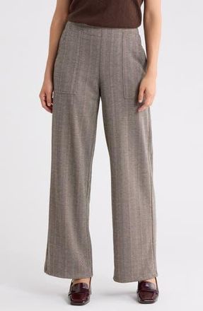 Max Studio Stripe Wide Leg Ponte Pants in Black/Camel/Rust at Nordstrom Rack, Size X-Large