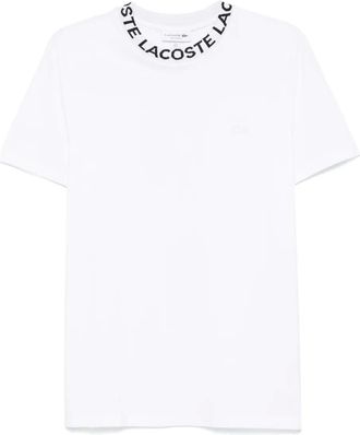 Lacoste T-shirt in piqué con logo jacquard - Bianco