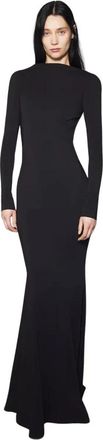 MUGLER Backless Buckled Cr&ecirc;pe Jurk - Dames - Feestkleedjes - Zwart - S - Leer - Kleedjes