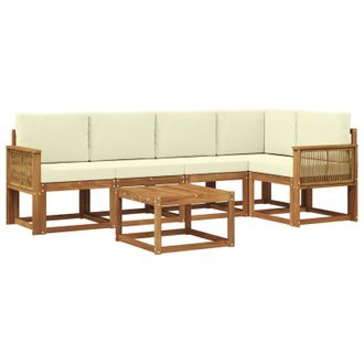 vidaXL Conjunto De Sof&aacute;s De Exterior Con Coj&iacute;n 6 Pcs Natural Y Crema Vidaxl