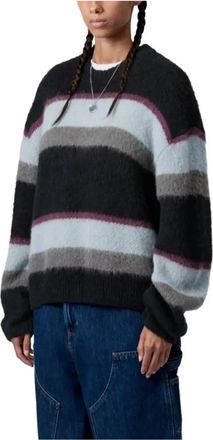 Carhartt Work in Progress Merlin Sweater W Sundling Stripe - Dames - Ronde hals truien - Zwart - M - Nylon - Truien & Vesten
