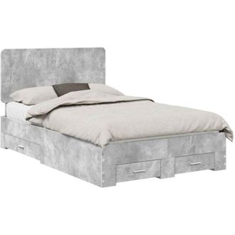 vidaXL Bed Frame Concrete Grey 120 x 200 cm Engineered Wood vidaXL
