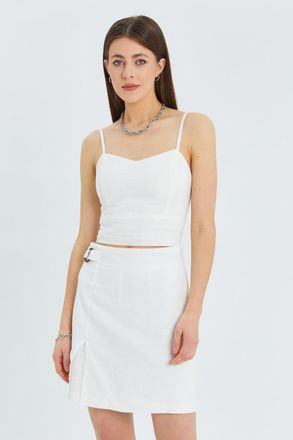 Mixray Hartvormige Halslijn Schouderbandjes Crop Cami Top