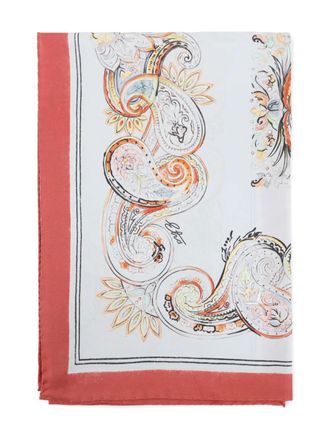 Etro Sjaal met paisley-print en rand - Wit