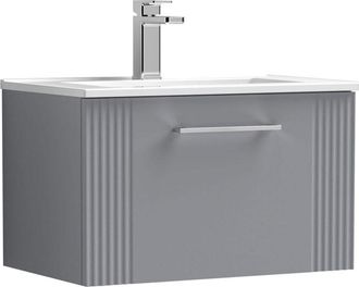 Nuie Nuie - Deco Wall Hung 1-Drawer Vanity Unit with Basin-4 600mm Wide - Satin Grey