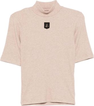 agnès b. logo-embroidered top - women - Polyamide/Viscose/Polyester - 2 - Neutrals