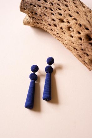Kalalou Fabric Wrapped Cobalt Earrings