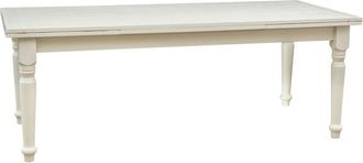 Biscottini International Biscottini - Country-style solid lime wood antiqued white finish w 220xDP100xH80 cm sized extensible table. Made in Italy