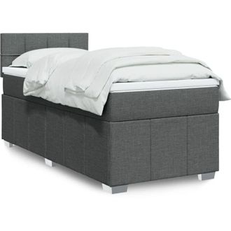 vidaXL Cama Box Spring Con Colch&oacute;n Tela Gris Oscuro 90x200 Cm Vidaxl