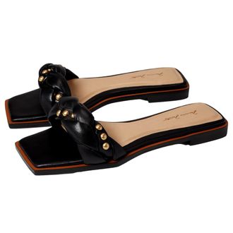 Massimo Matteo Calista Studded Slide Black MM-441006-001 Womens