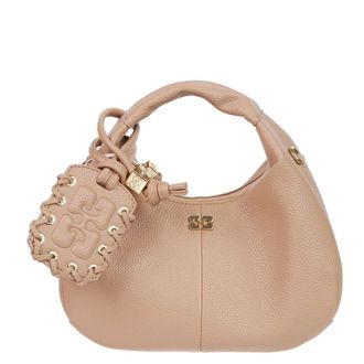 Ganni Mini Hobo Tas - Dames - Tassen - Bruin - Maat: ONE Size Zijde