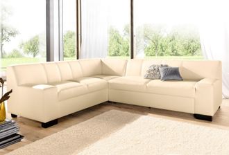 Domo Collection Ecksofa »Norma Top, elegant und modern, flache Armlehnen, L-Form« wahlweise mit Bettfunktion