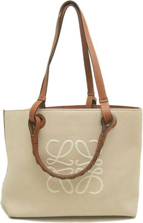 Loewe Beige Brown Canvas Leather Tote Bag (Pre-Owned)