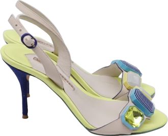 Sophia Webster Jewel-Embellished Slingback Sandal Heels in Multicolor Leather