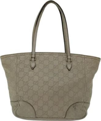 Gucci Pre-owned Tote Bags, female, Gray, Size: ONE SIZE Pre-owned Canvas Shoulder Bag