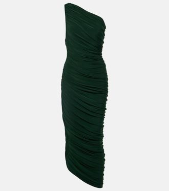 Norma Kamali Diana ruched asymmetric midi dress