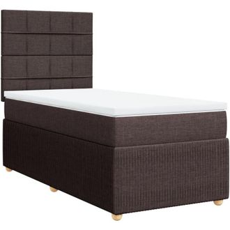 vidaXL Cama Box Spring Con Colch&oacute;n Tela Marr&oacute;n Oscuro 90x190 Cm Vidaxl