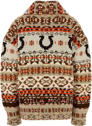 Stella McCartney Womens Embroidered Wool Fair Isle Oversize Cardigan Multicolor 1 Exterior: Virgin Maglieria Sweater